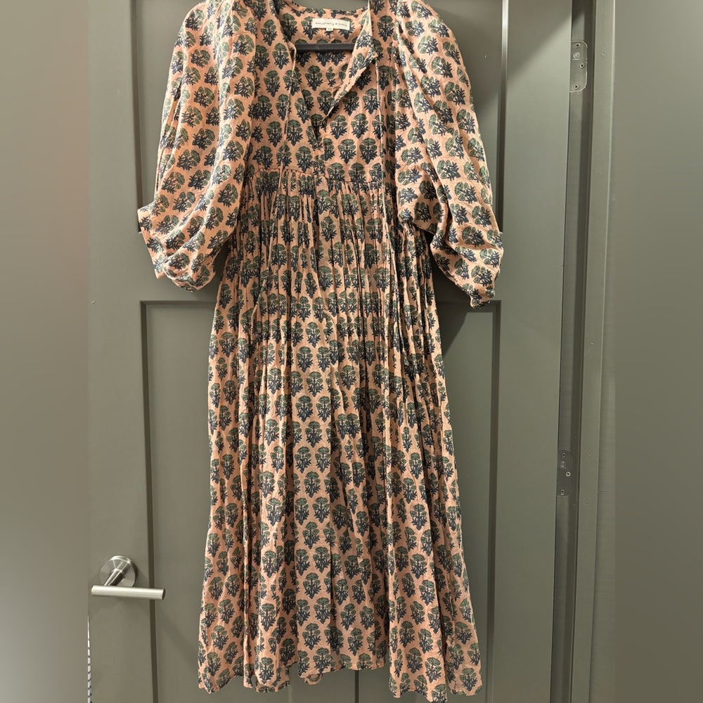 Daughters of India Pink and Blue Long Sleeve Dress